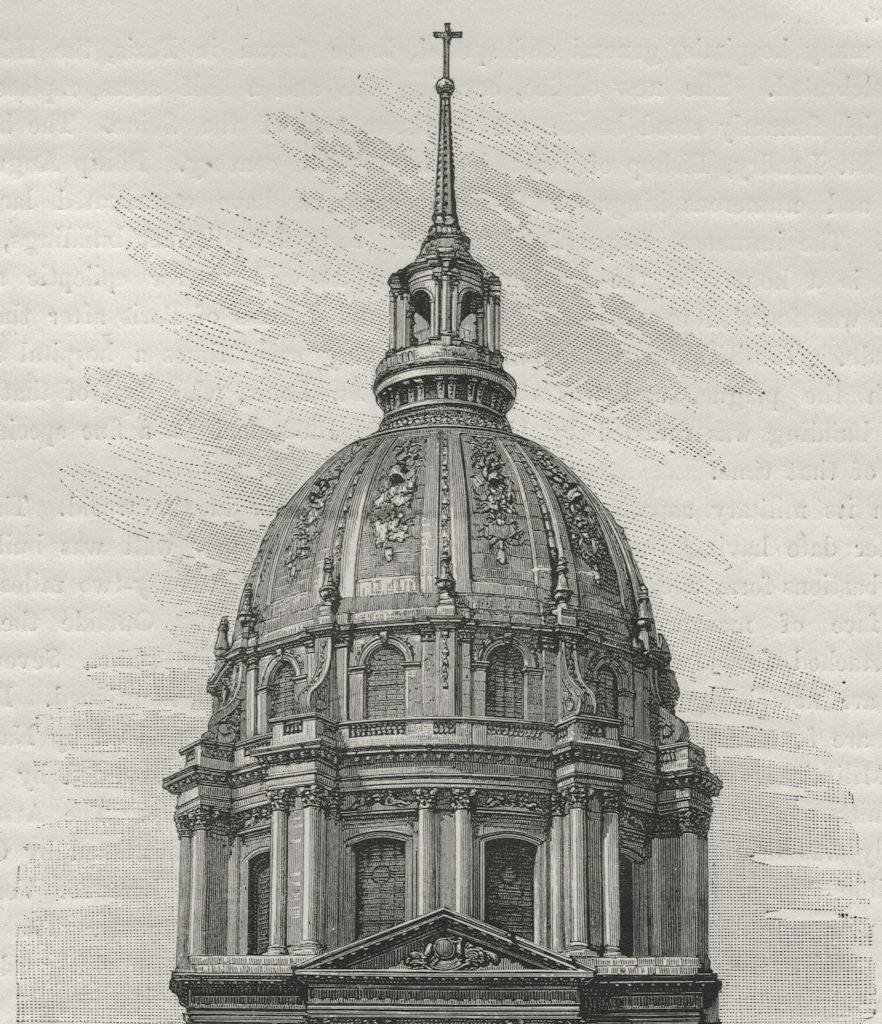 PARIS. Dome of the Hotel des Invalides 1882 old antique vintage print picture